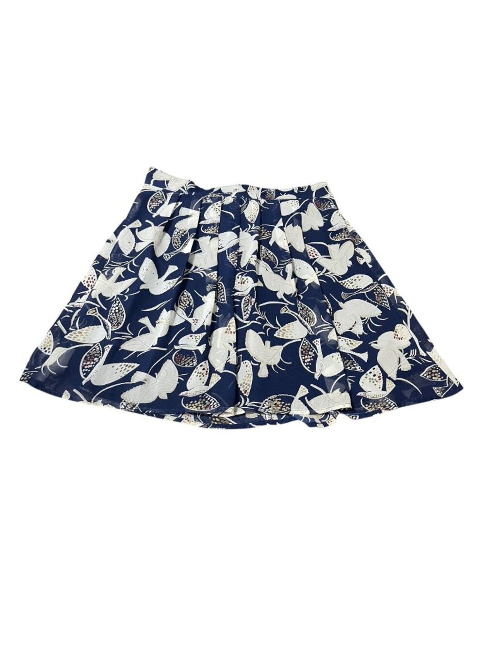 OLD NAVY Women Size XS Blue Bird Chiffon Pleated Elastic Waist Lined Mini Skirt
